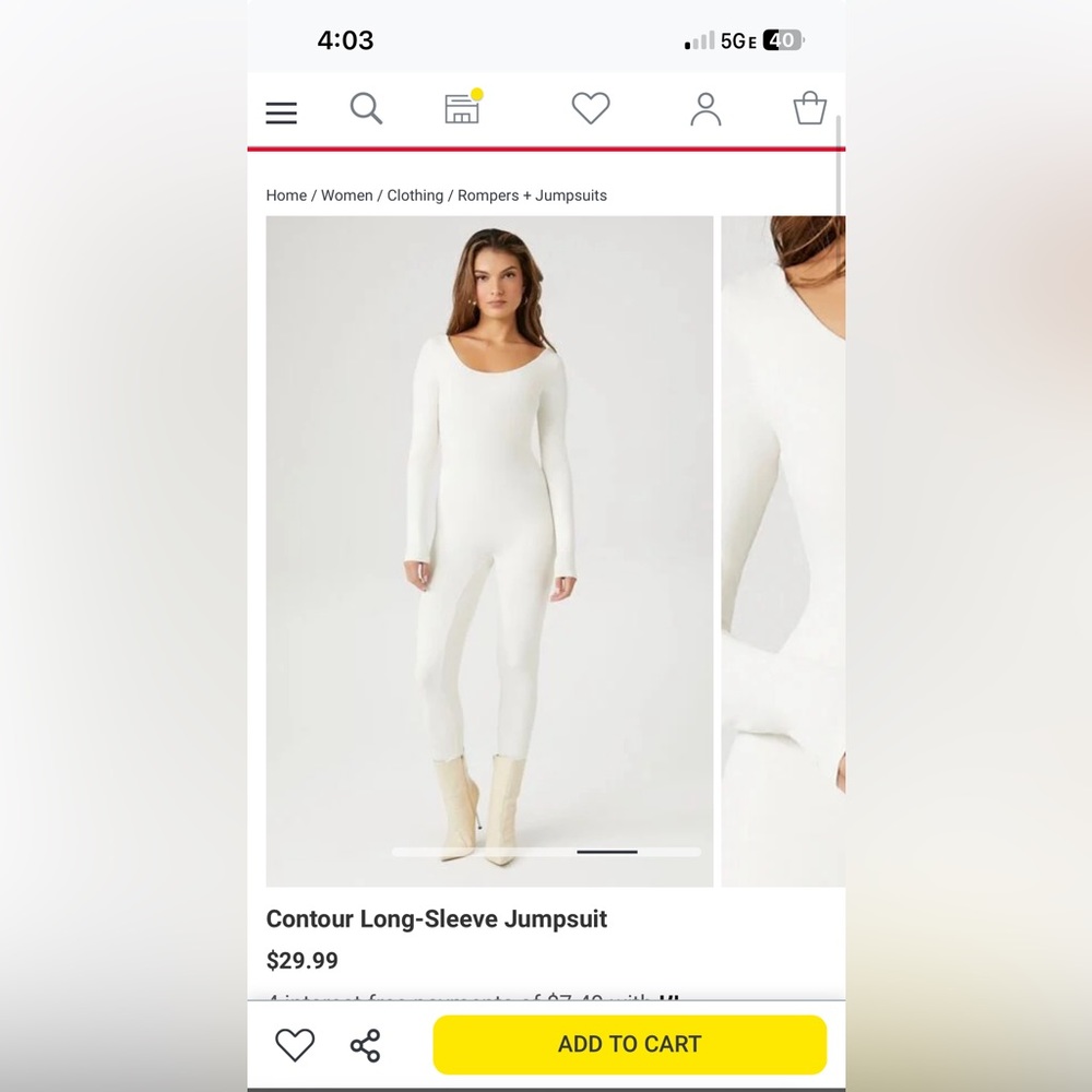 White Contour Long Sleeve Jumpsuit